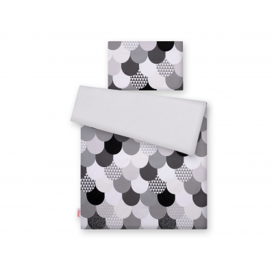 Babybett Bettwäsche Set 2-tlg - graue Fischschuppen