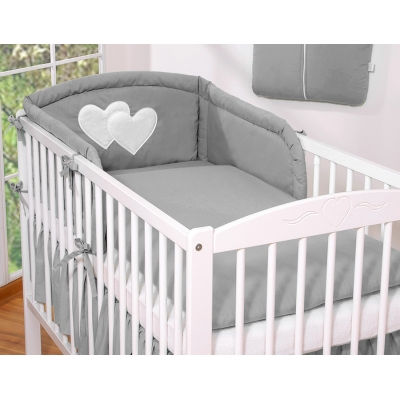 Babybett Bettwäsche Set 2-tlg - Hängende Herzen anthrazit