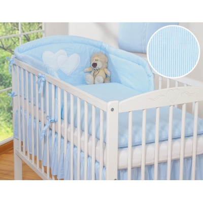 Babybett Bettwäsche Set 2-tlg - Hängende Herzen blau gestreift