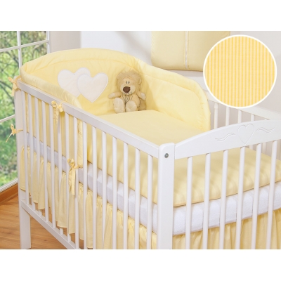 Babybett Bettwäsche Set 2-tlg - Hängende Herzen gelb gestreift