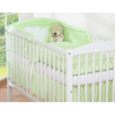 Babybett Bettwäsche Set 2-tlg - Hängende Herzen grün