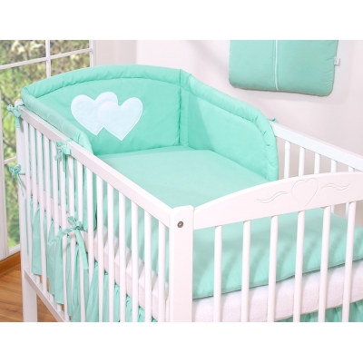 Babybett Bettwäsche Set 2-tlg-Hängende Herzen minze