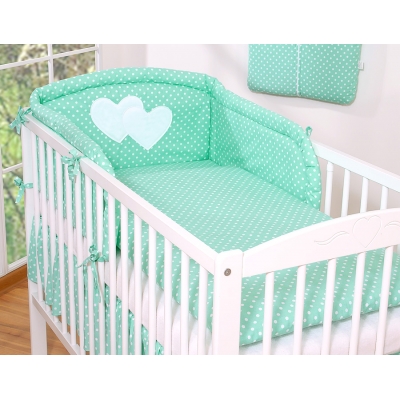 Babybett Bettwäsche Set 2-tlg-Hängende Herzen minze-Pubktmuster