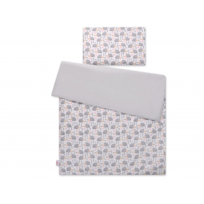 Babybett Bettwäsche Set 2-tlg - Igel grau