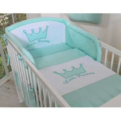Für Babybett Bettwäsche Set 2-tlg - Little Prince/Princess minze