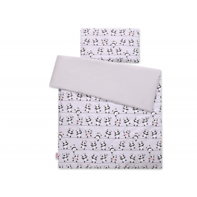 Babybett Bettwäsche Set 2-tlg - Panda grau