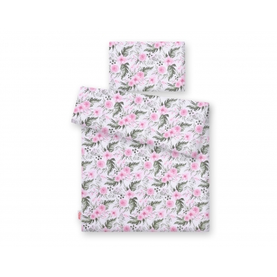 Babybett Bettwäsche Set 2-tlg - rosa Blüten
