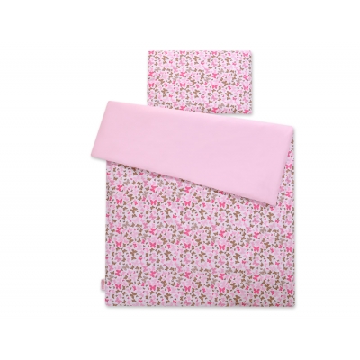 Babybett Bettwäsche Set 2-tlg - rosa Schmetterlinge