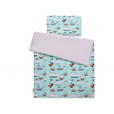 Babybett Bettwäsche Set 2-tlg - Schiffe minze