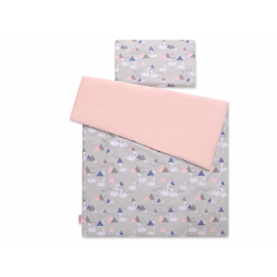 Babybett Bettwäsche Set 2-tlg - Schwäne grau