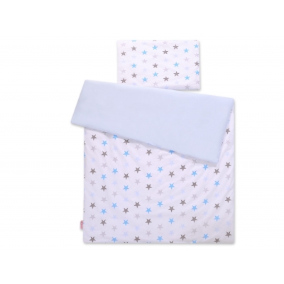 Babybett Bettwäsche Set 2-tlg - Sternen grau -blau