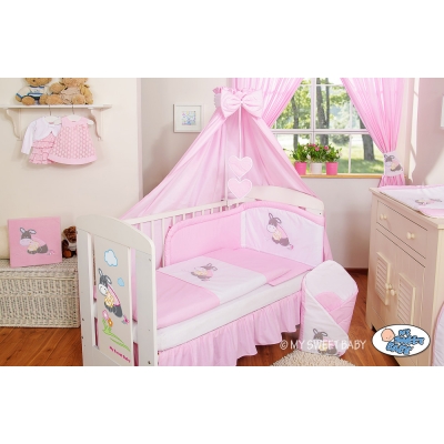 Babybett Himmel aus Baumwolle - Esel Luca rosa