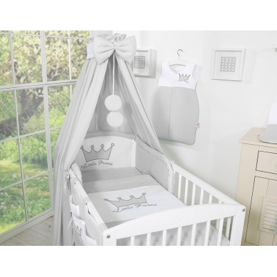Babybett Himmel aus Baumwolle - Little Prince/Princess grau
