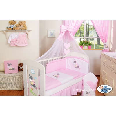 Babybett Himmel aus Chiffon - Esel Luca rosa