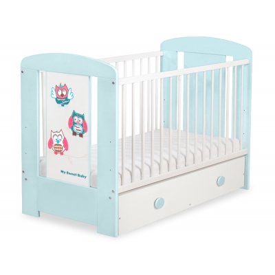 Babybett mit Schublade MAXI 120x60cm Eulen