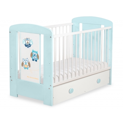 Babybett mit Schublade MAXI 120x60cm Eulen