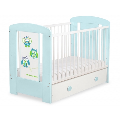 Babybett mit Schublade MAXI 120x60cm Eulen