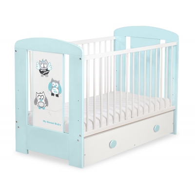 Babybett mit Schublade MAXI 120x60cm Eulen