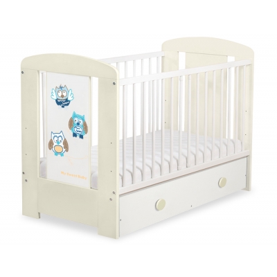 Babybett mit Schublade MAXI 120x60cm Eulen