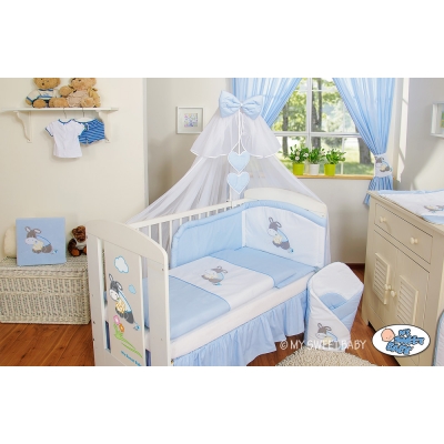 Babybett Moskitonetz aus Chiffon - Esel Luca blau