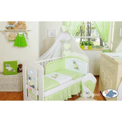 Babybett Moskitonetz aus Chiffon - Esel Luca grün