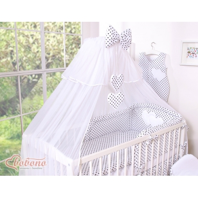 Babybett Moskitonetz aus Chiffon für Babybett - Hängende Herzen Schwarz-Punktemuster