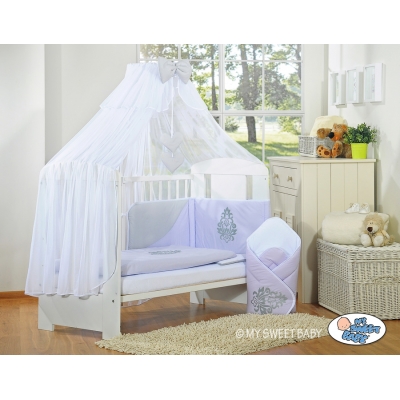 Babybett Moskitonetz aus Chiffon - Glamour lila-grau