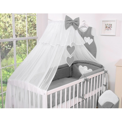 Babybett Moskitonetz aus Chiffon - Hängende Herzen anthrazit