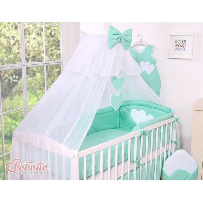 Babybett Moskitonetz aus Chiffon - Hängende Herzen Minze