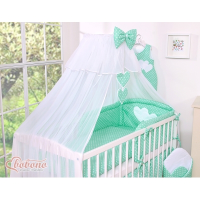 Babybett Moskitonetz aus Chiffon - Hängende Herzen Minze-Punktemuster