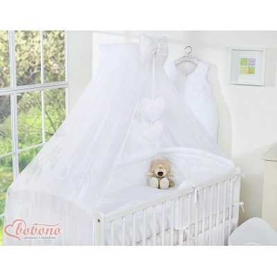 Babybett Moskitonetz aus Chiffon - Hängende Herzen weiß