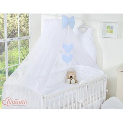 Babybett Moskitonetz aus Chiffon - Hängende Herzen weiß