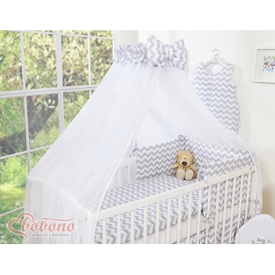 Babybett Moskitonetz aus Chiffon - Simple chevron grau