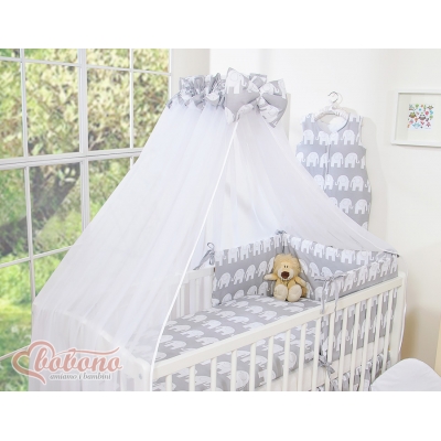 Babybett Moskitonetz aus Chiffon - Simple Elefant grau