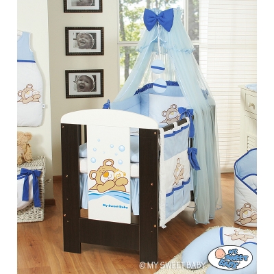 Babybett Moskitonetz aus Chiffon - Teddy Bär Barnaba blau