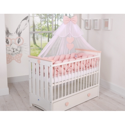 Babybett Moskitonetz aus Chiffon - Puderrosa