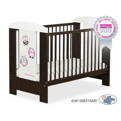 Babybett Weiß Braun 120x60cm Eulen 5017-04-429