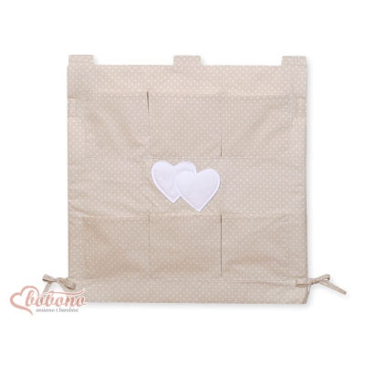 Babybetttasche - Hängende Herzen Beige - Punktemuster