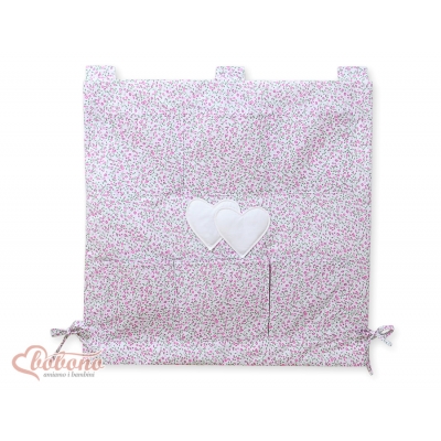 Babybetttasche - Hängende Herzen rosa Blümchen