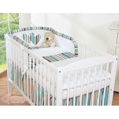 Babybettwäsche Set 3-tlg - Hängende Herzen braun gestreift