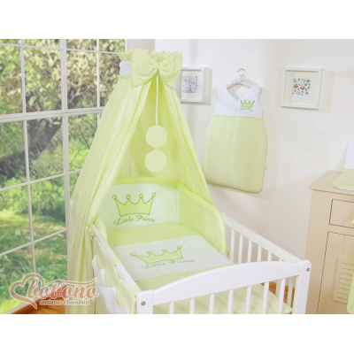 Babybettwäsche Set 5-tlg mit Babybett Himmel - Little Prince/Princess grun