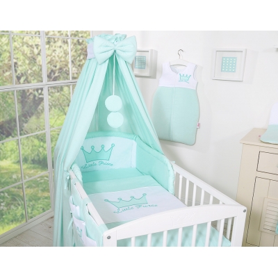 Babybettwäsche Set 5-tlg mit Himmel - Little Prince/Princess minze