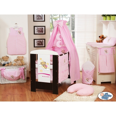 Babybettwäsche Set 5-tlg mit Himmel (S60) - Gute Nacht rosa