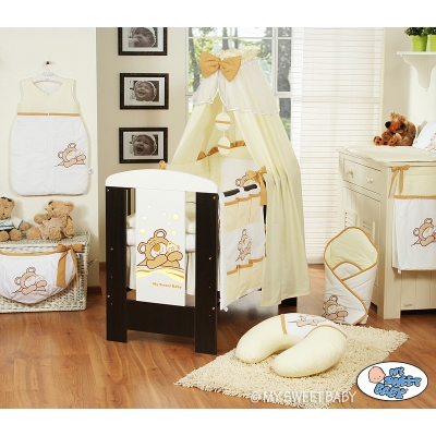 Babybettwäsche Set 5-tlg mit Himmel (S70) - Teddy Bär Barnaba creme