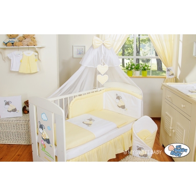 Babybettwäsche Set 5-tlg mit Mositonetz - Esel Luca gelb