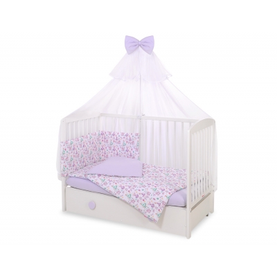 Babybettwäsche Set 5-tlg mit Moskitonetz - Ballerinen lila