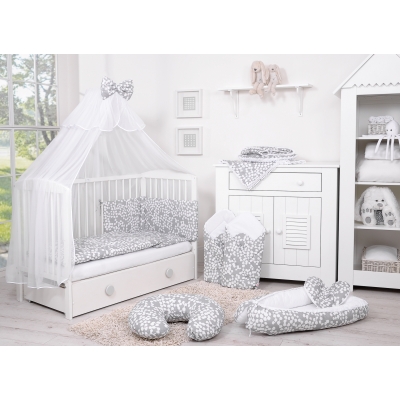 Babybettwäsche Set 5-tlg mit Moskitonetz -Bubbles grau