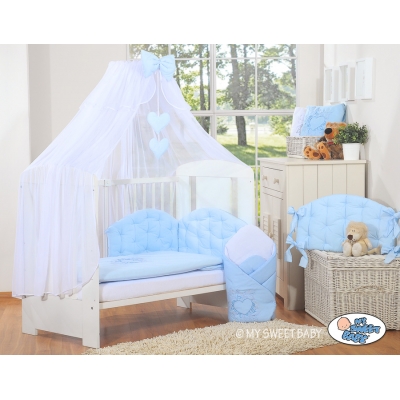 Babybettwäsche Set 5-tlg mit Moskitonetz - Chic blau