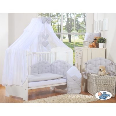 Babybettwäsche Set 5-tlg mit Moskitonetz - Chic grau