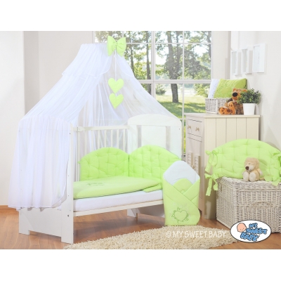 Babybettwäsche Set 5-tlg mit Moskitonetz - Chic grün